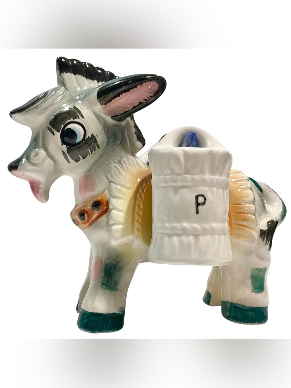 Vintage 1960s Donkey Salt & Pepper Shakers Kitschy Mexicana - Made in Japan